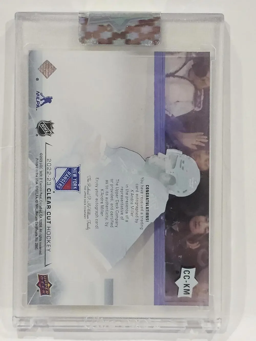 2022-23 Upper Deck Clear Cut K'Andre Miller Autographed Hockey Card